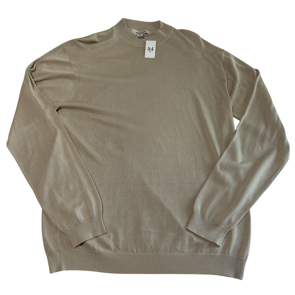 Pronto Uomo NWT Men's Cotton/Silk Mockneck Sweater, 2XLT, Oatmeal Beige